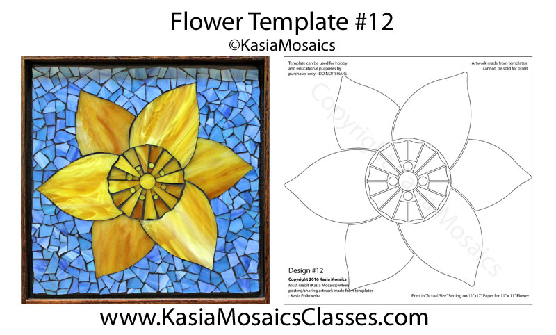 Kasia Mosaics Classes » Template Download: Flower Design #12